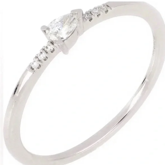 Bony Levy Liora 18k white gold sz 6 teardrop diamond - Picture 2 of 7